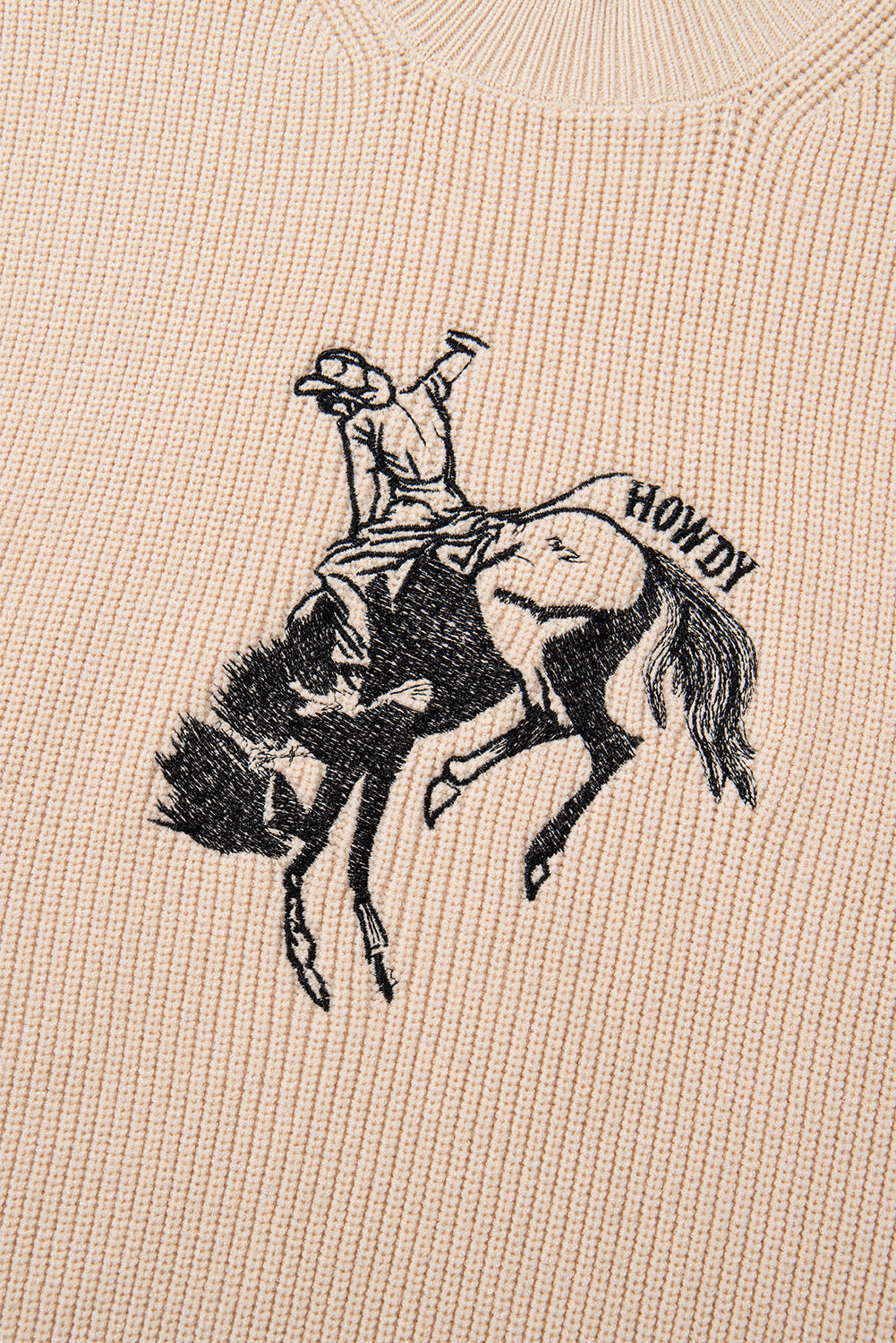 Cowboy HOWDY Rodeo Graphic High Neck Short-Sleeved Knit Top