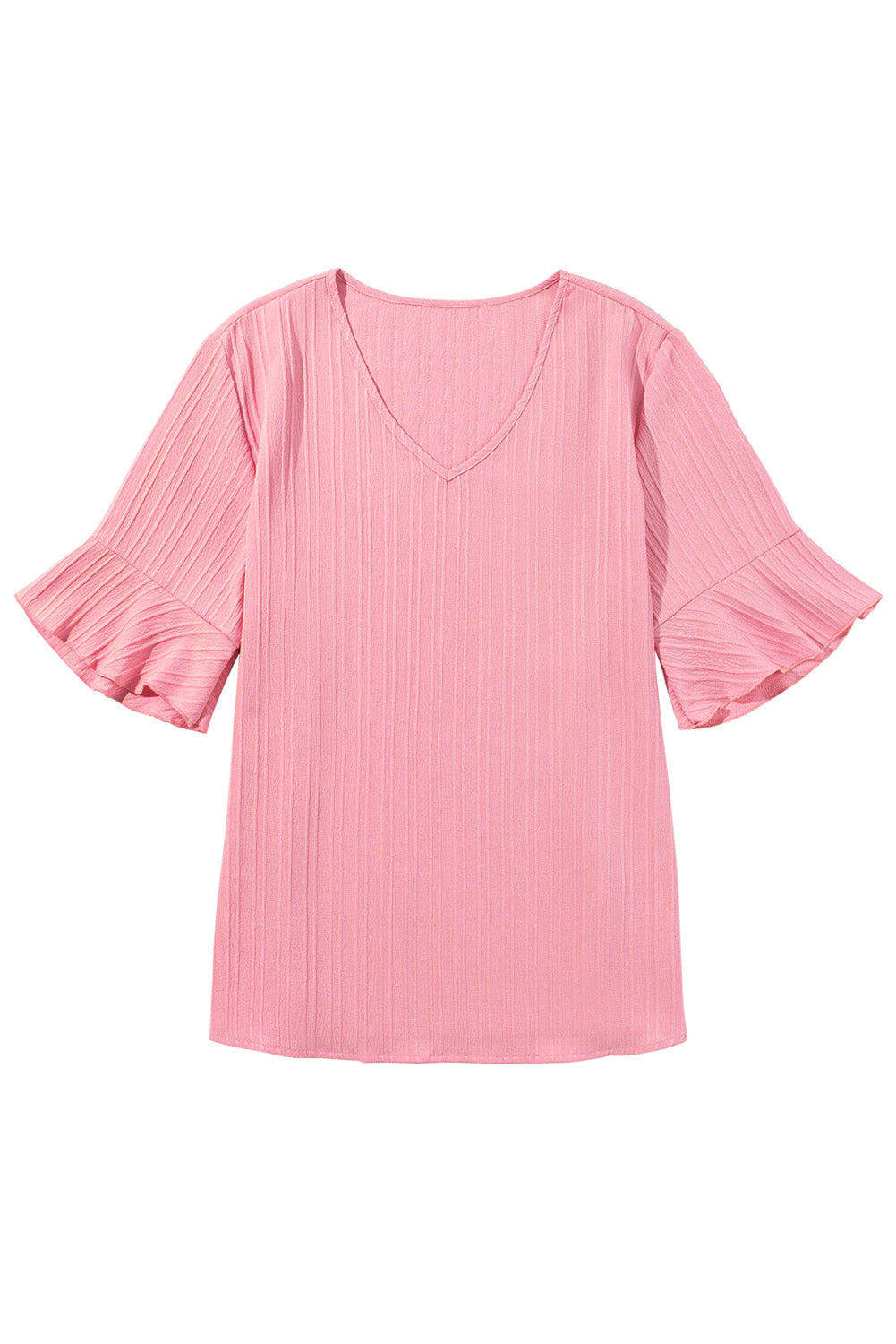 Women's Blouse Featuring Ruffle-Trimmed Half Sleeve Plus
