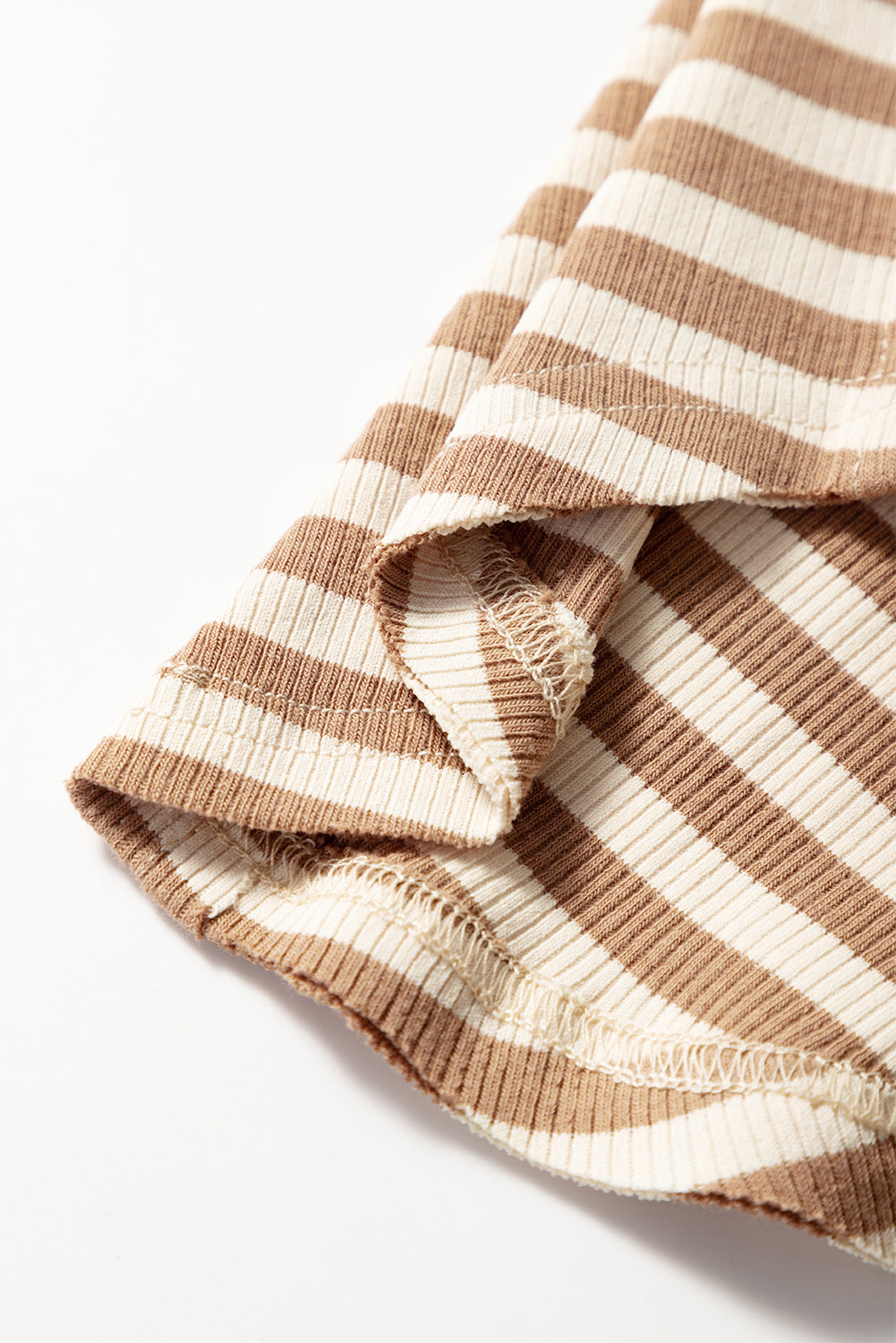 Khaki Stripe Round Neck Sleeveless Top