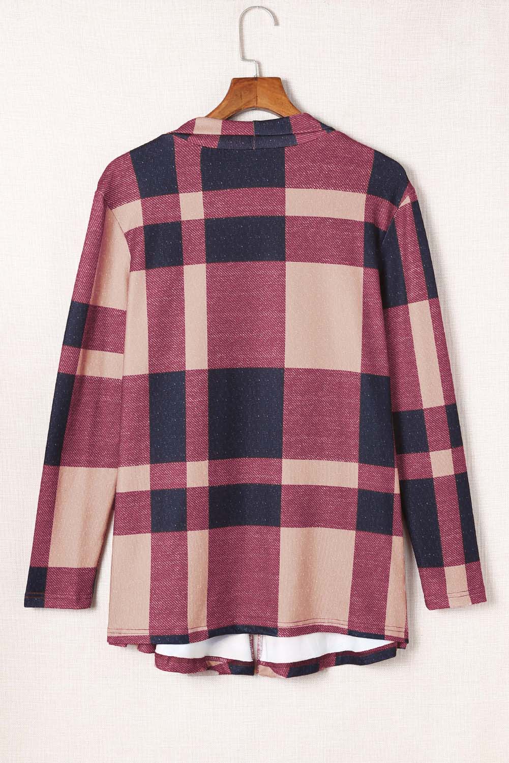 Women's Cardigan with Draped Open Front Plaid