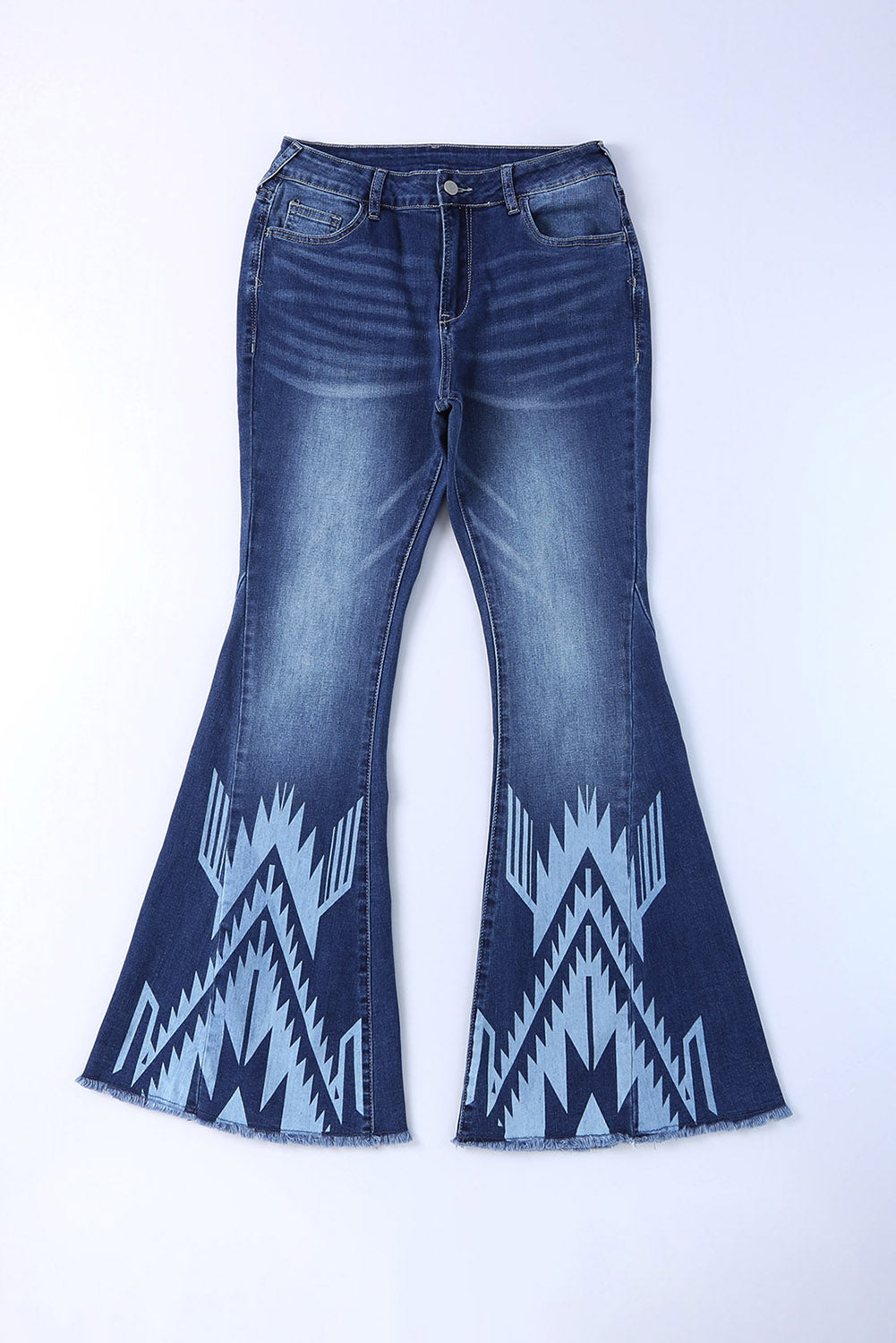 Women's Flare Jeans with Western Pattern High-Rise Rise