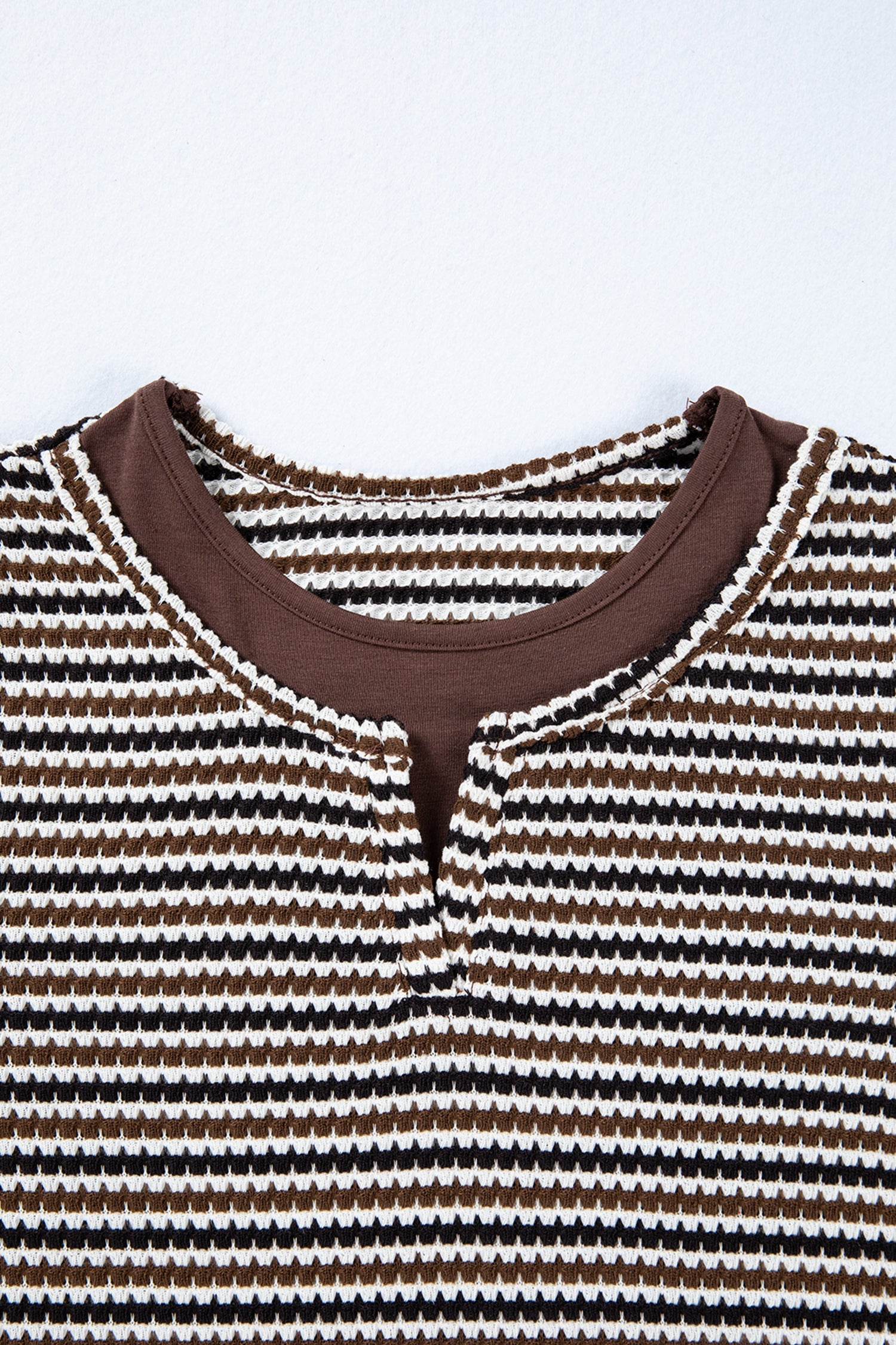 Textured Faux 2-Piece Striped Round-Neck Long-Sleeved T Shirt