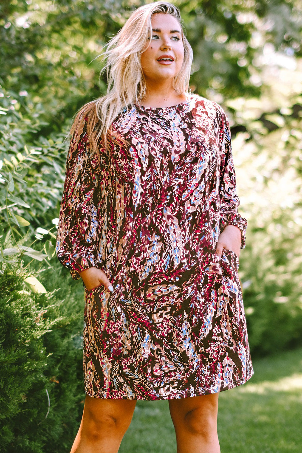 Women's Dresses with Plus Size Floral-Print Print Mini