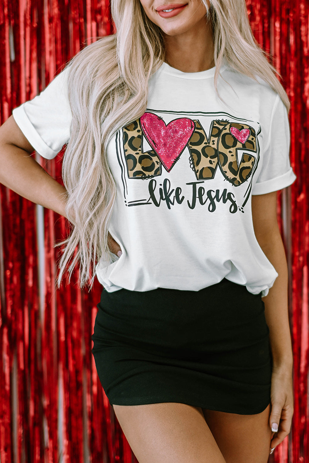 Women's Tee Featuring LOVE Like Jesus Graphic-Print Crew Neck