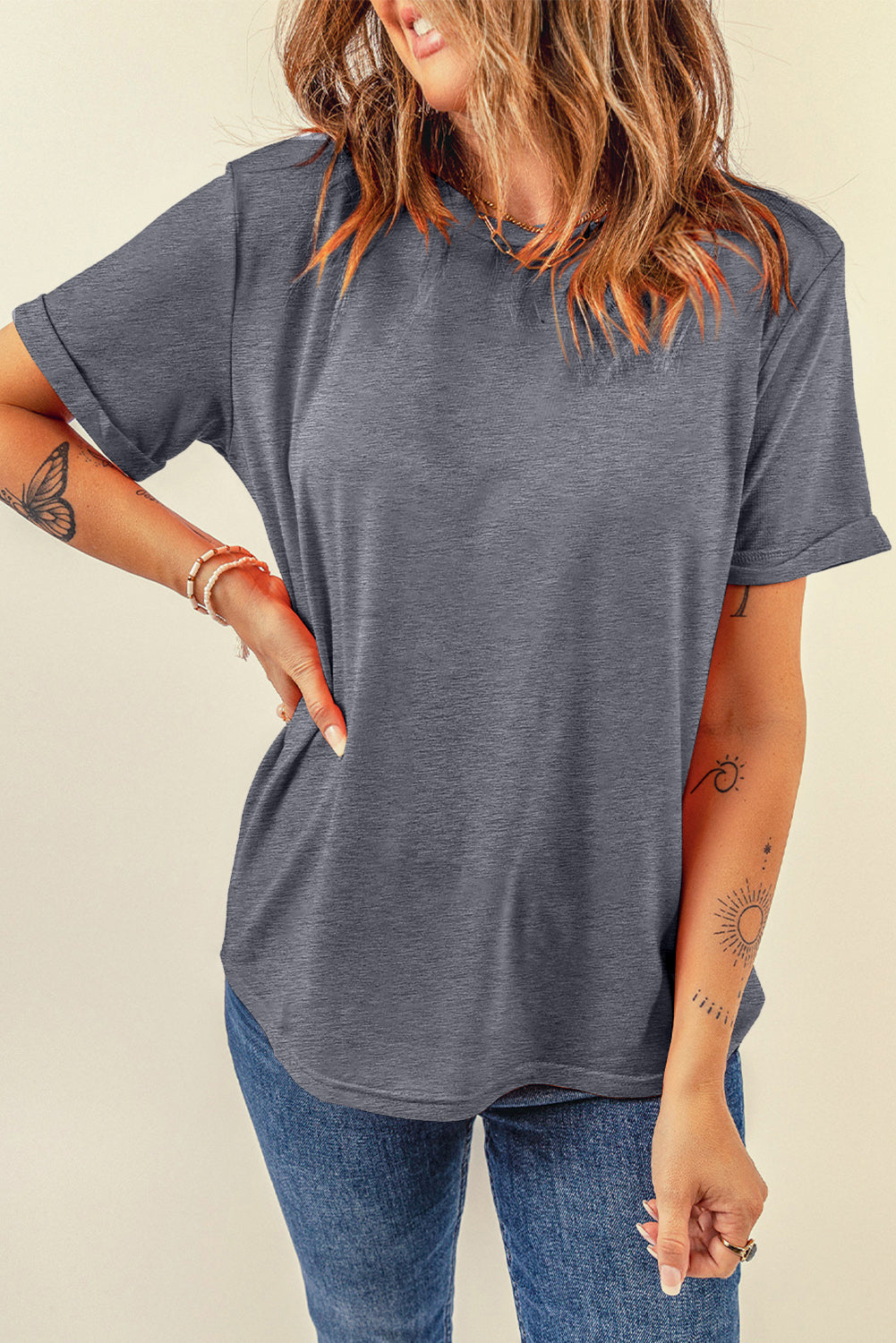 Tee for Women Everyday Plain Crew Neck Modern Wardrobe Pick