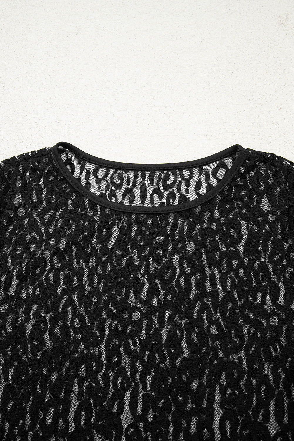 Pattern Sheer Leopard Sheer Mesh Long-Sleeved Top