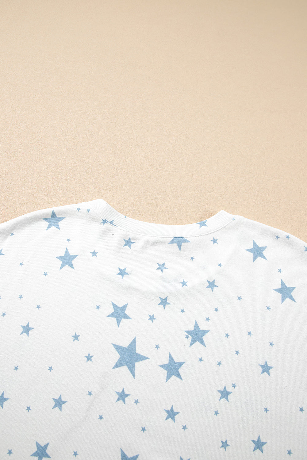 Stars Print Drop-Shoulder Roomy T Shirt with Slits