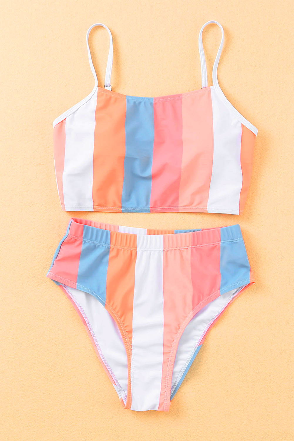 Women's Bikini Striped High-Rise Swimsuit