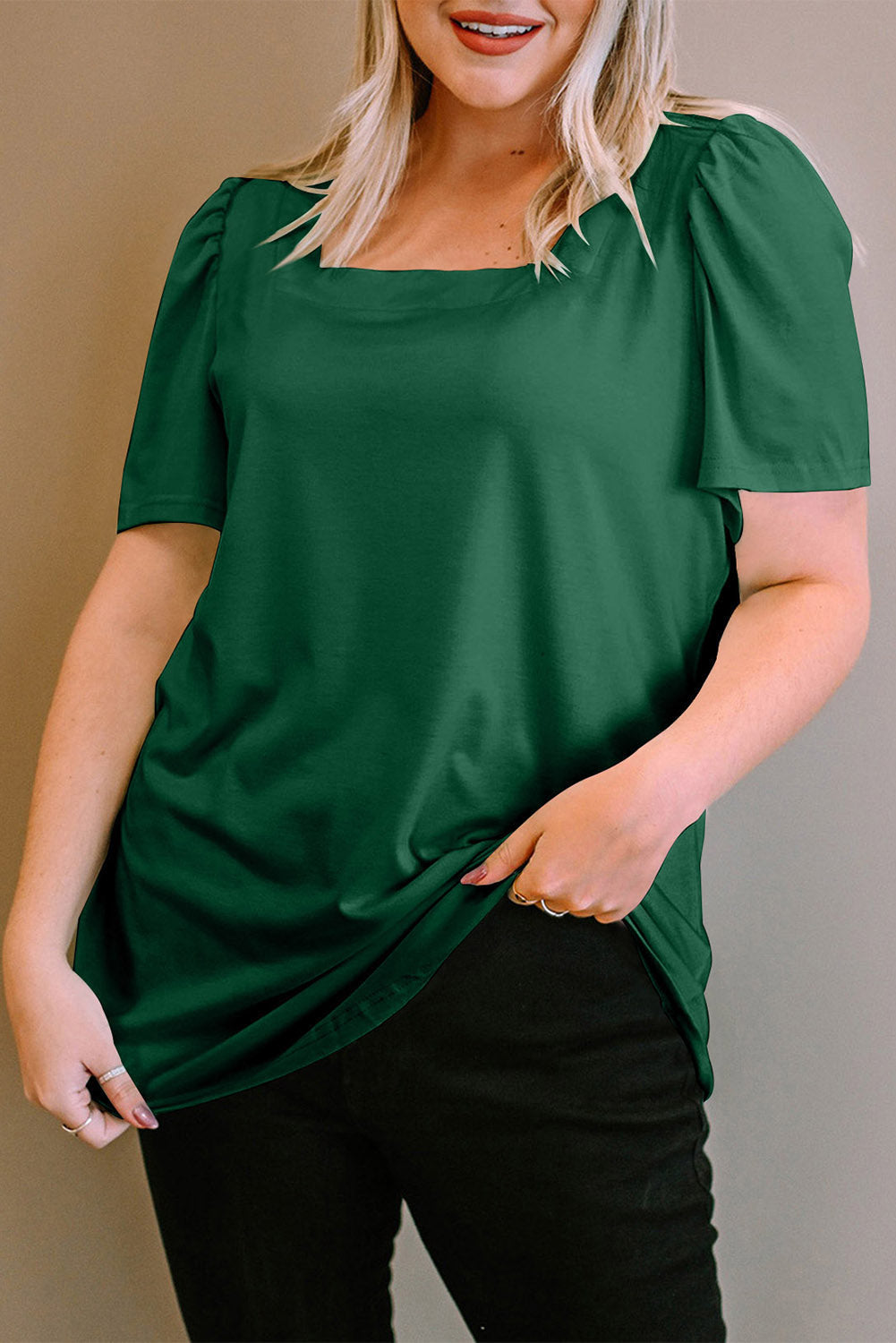 Top for Women Plus Size Ruched Shoulder