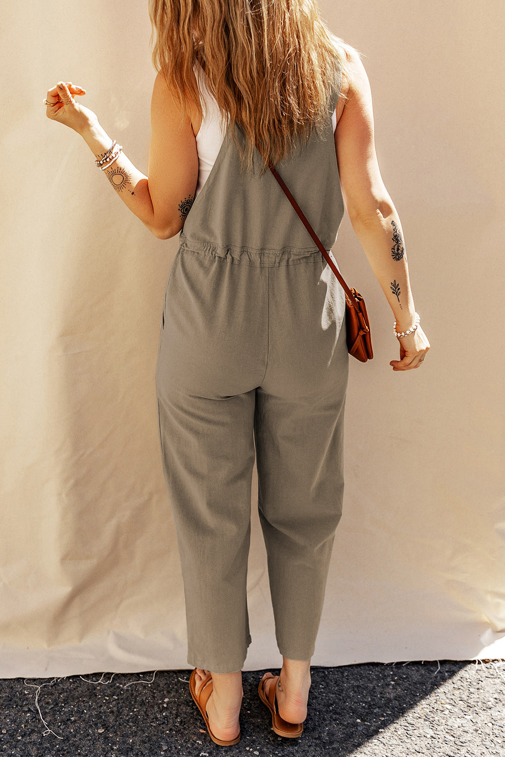 Women's Overall with Drawcord Straps Cropped