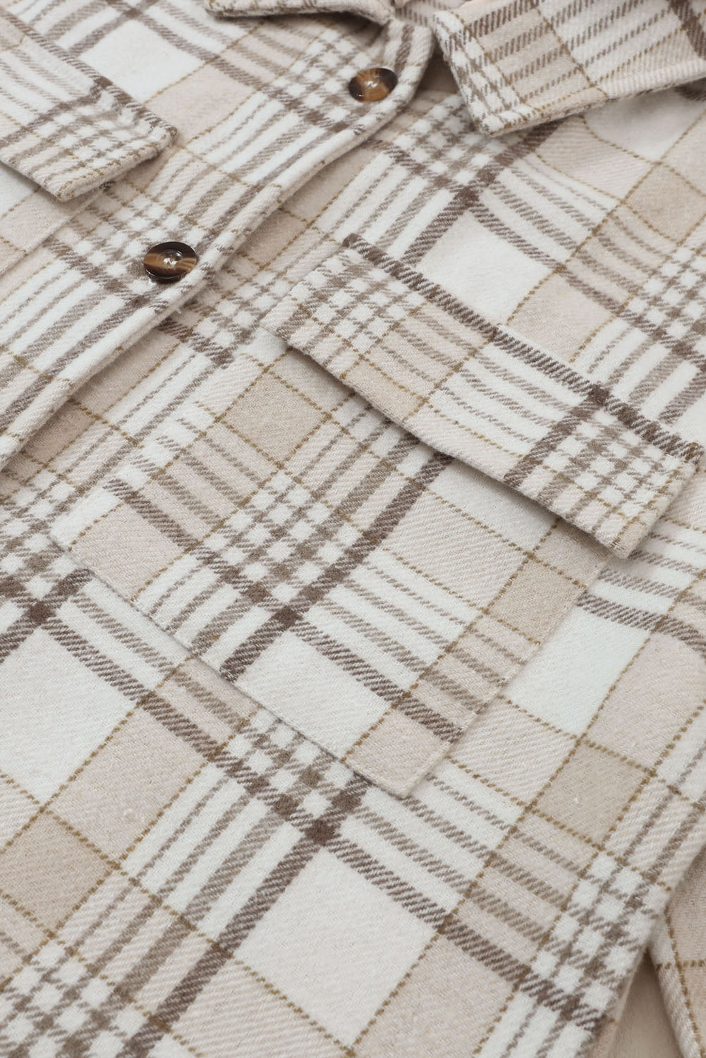 Women's Shacket Featuring Button-Front Plaid Hood