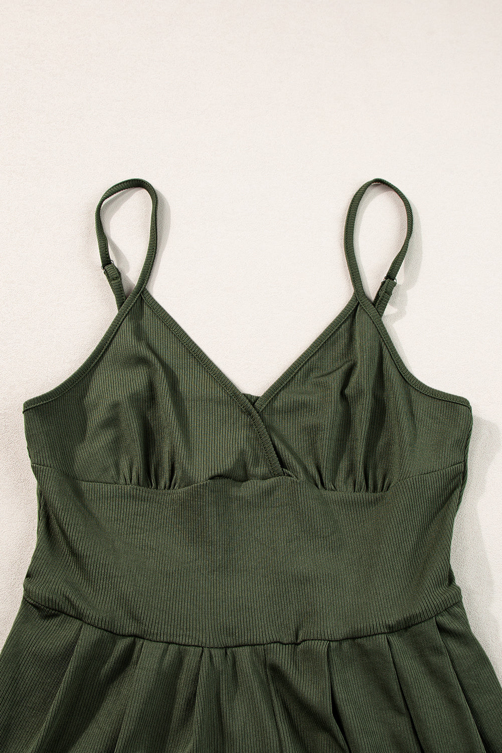 Romper for Women Rib-Knitted Straps Cinched Waist