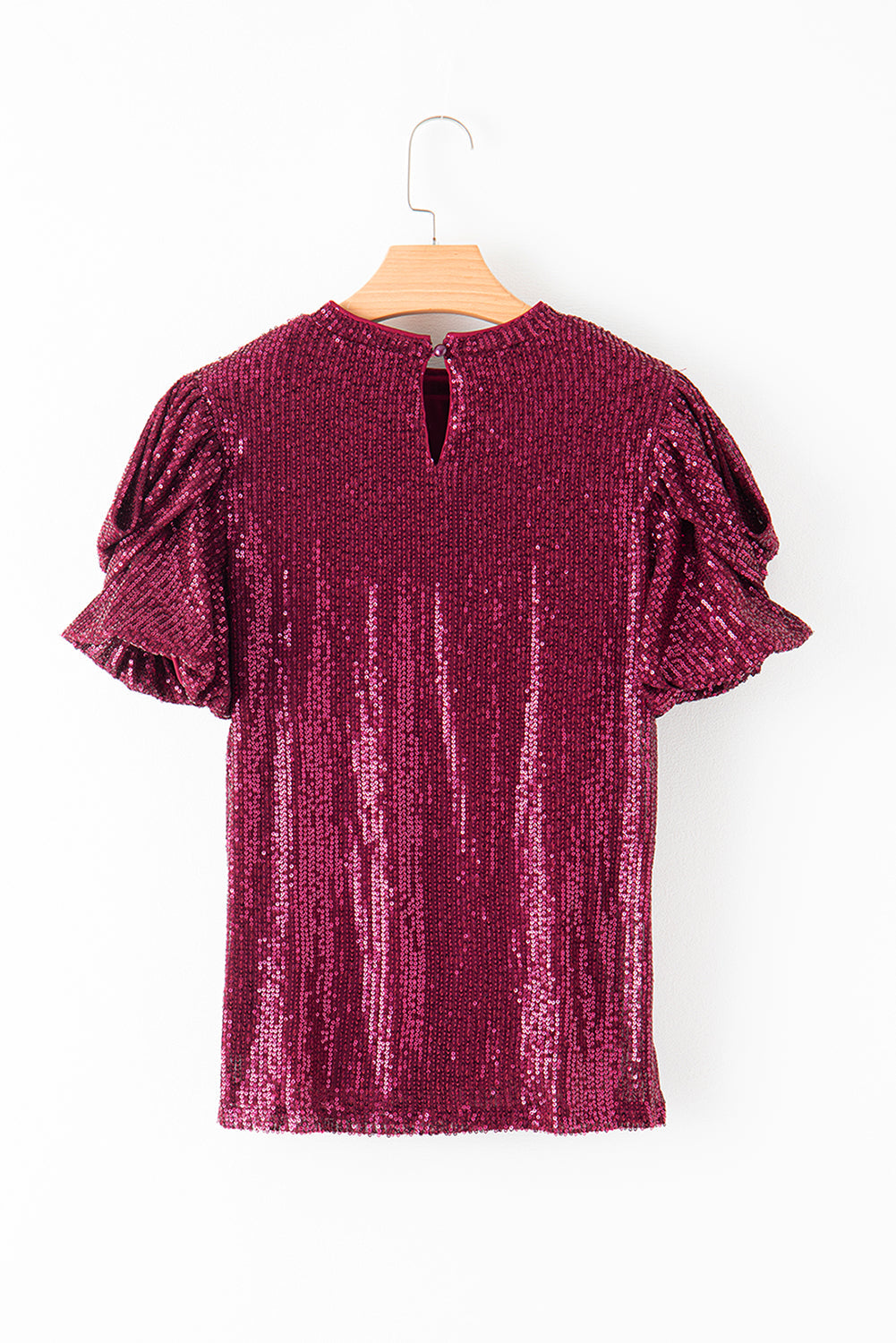 Women's Sleeve Sparkling Sequin Short Bubble Blouse