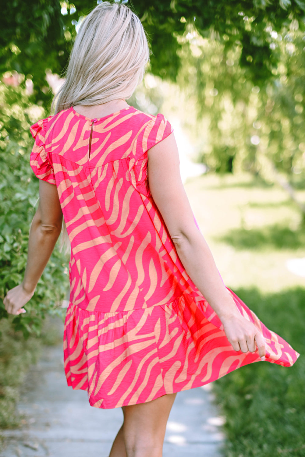 Women's Trim Pocket-Detail Zebra Stripe Dress