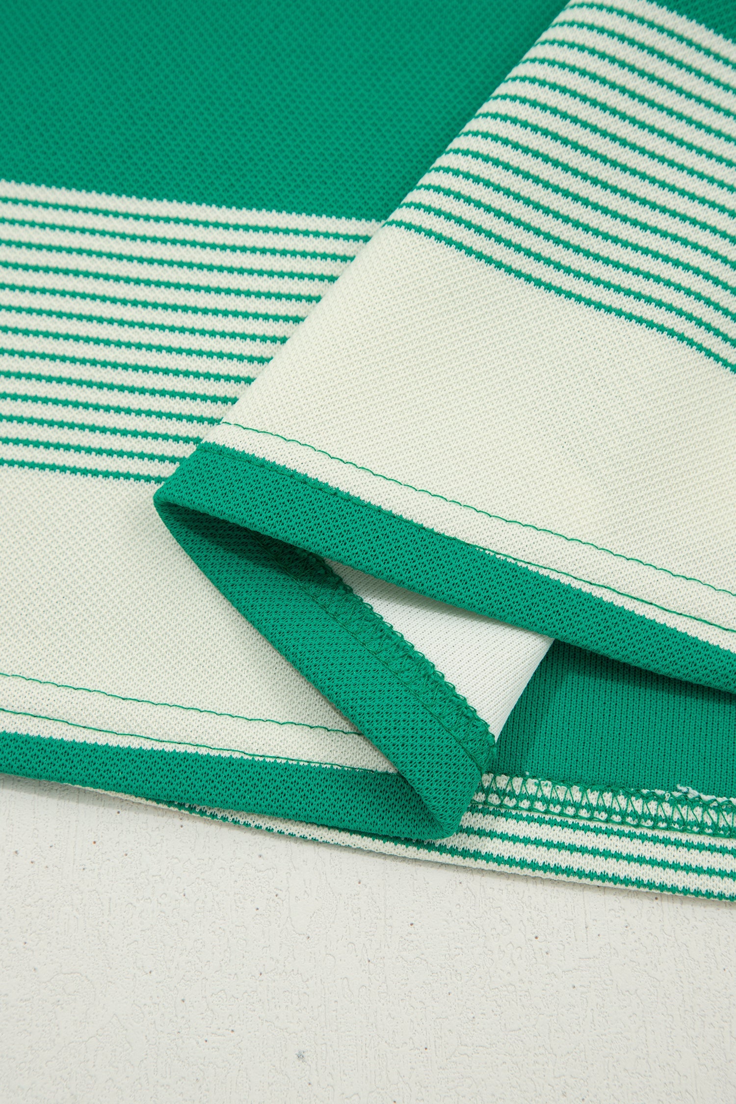 Timeless Mixed Green Stripe Print Crew-Neck Cap Sleeve T Shirt