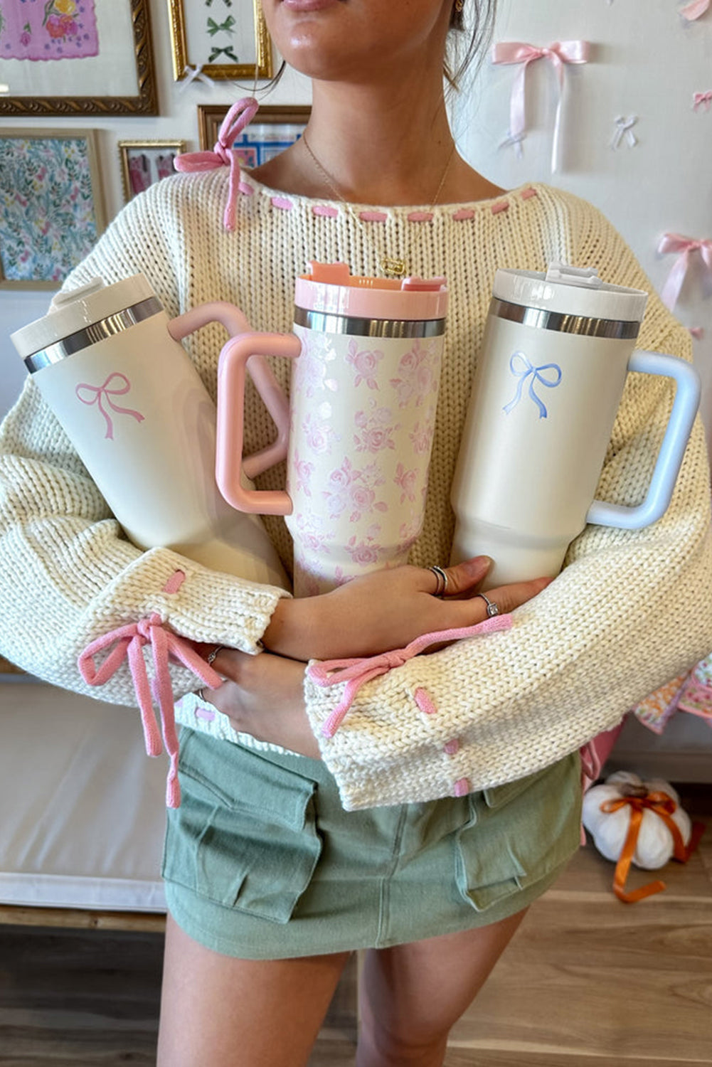 Bow Knot Colorblock Handle Tumbler 40Z
