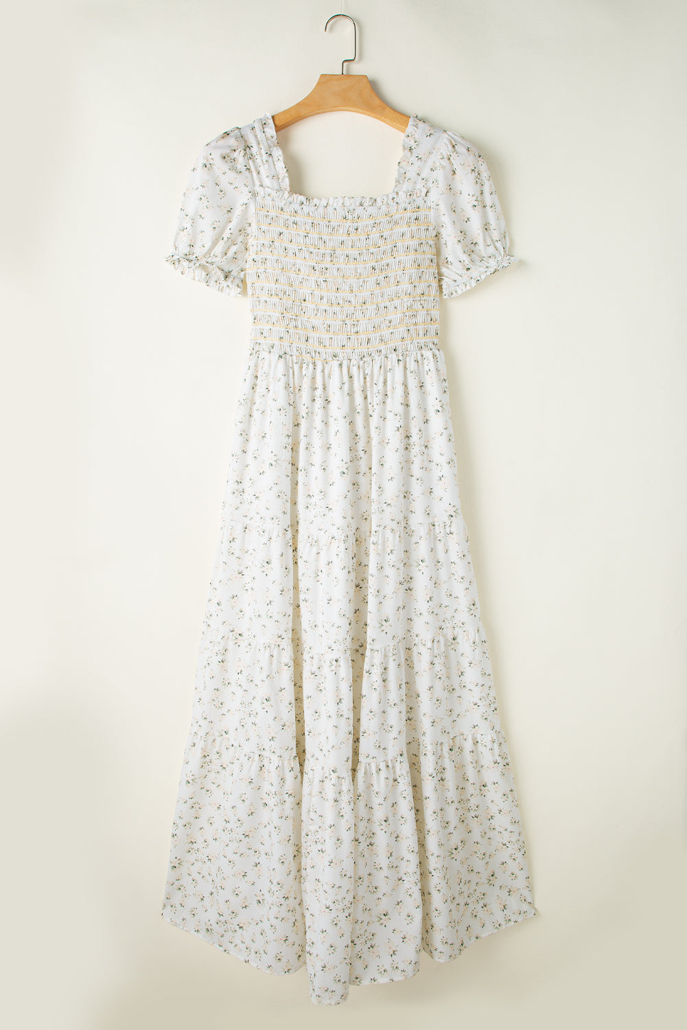 Women's Maxi Dress Featuring Layered Frill-Trimmed Shirred