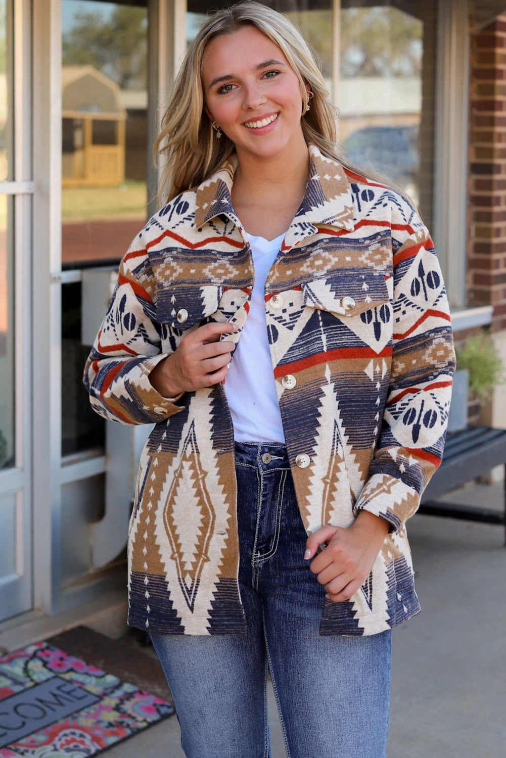 Jacket for Women Aztec Button Oversized