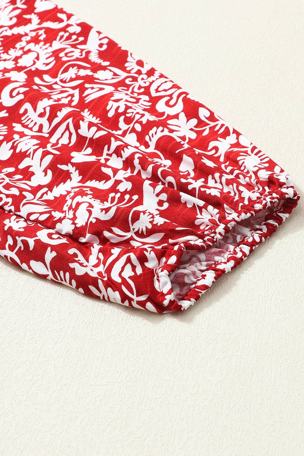 Blouse for Women Shirred Tie Neck Floral-Print Print