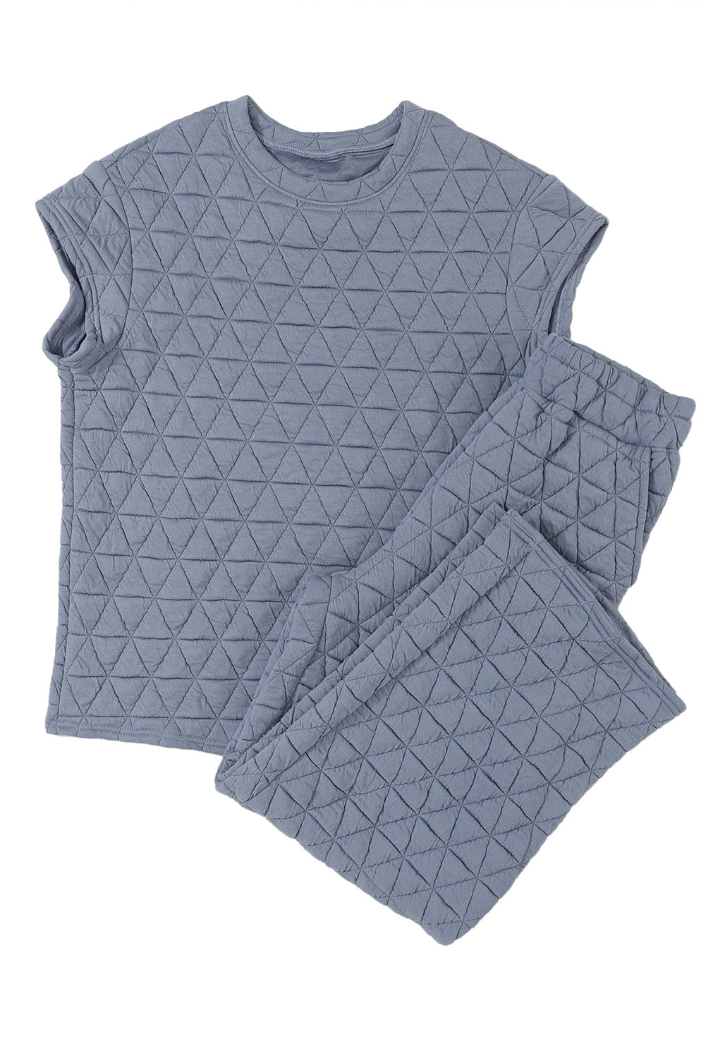 Women's Pants Set Featuring Short-Sleeve Wide-Leg