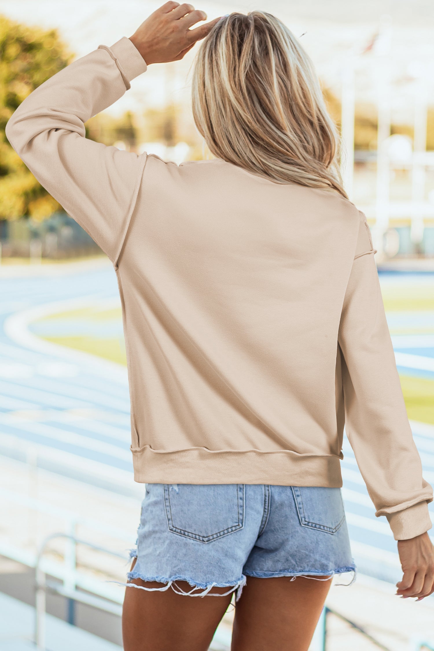 Apricot Oversize Winter Oversize Reversible Mock-Neck Sweatshirt