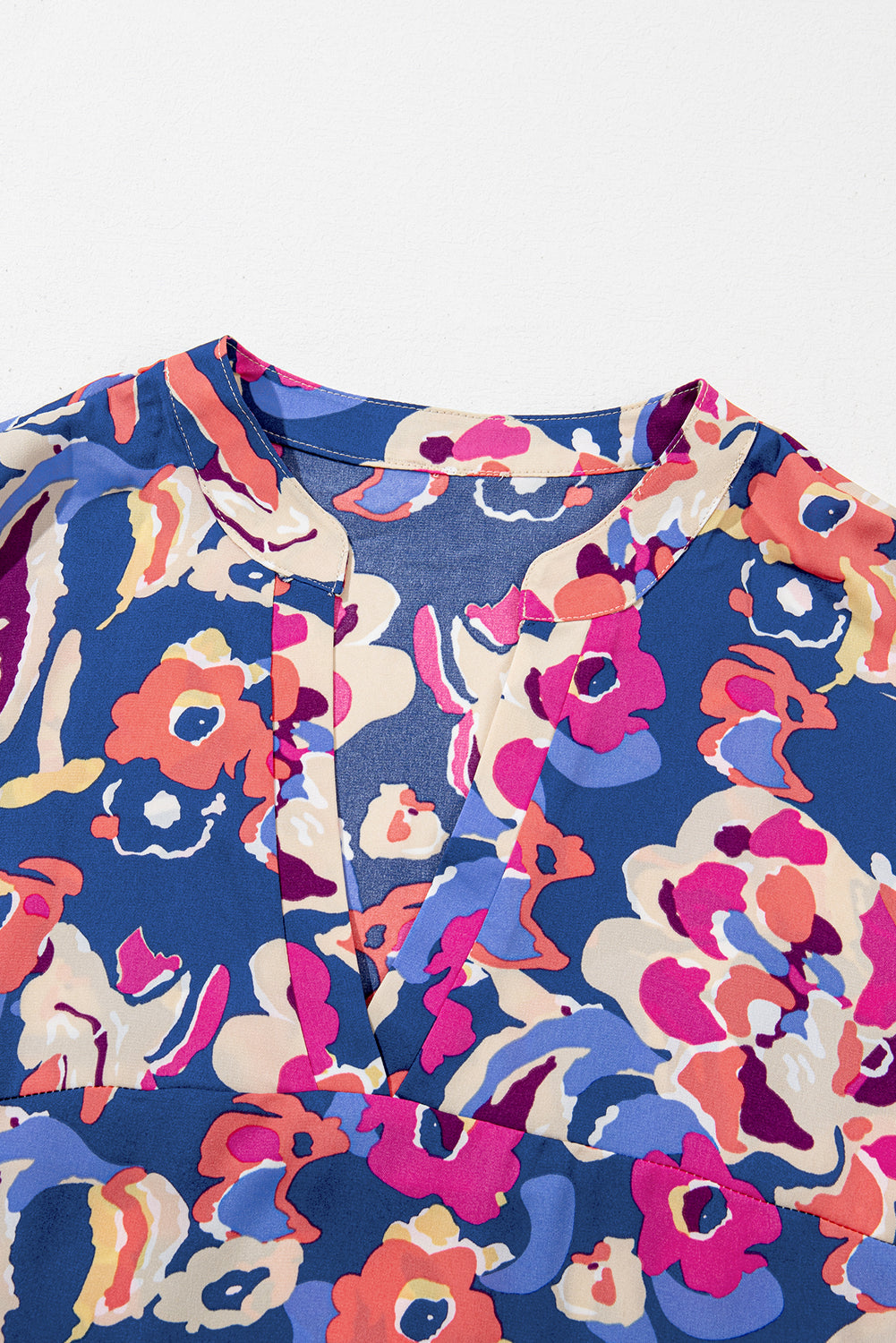 Women's Mini Dress with Ruffle-Trimmed Three-Quarter Sleeve Plus Size Floral-Print Print