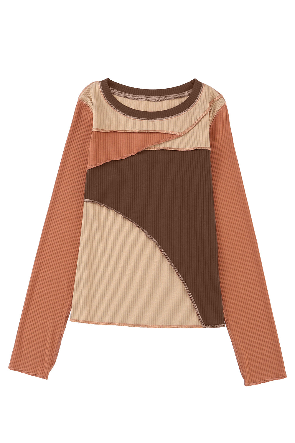 Women's Knit Top Featuring Rib-Knitted Expose Seam