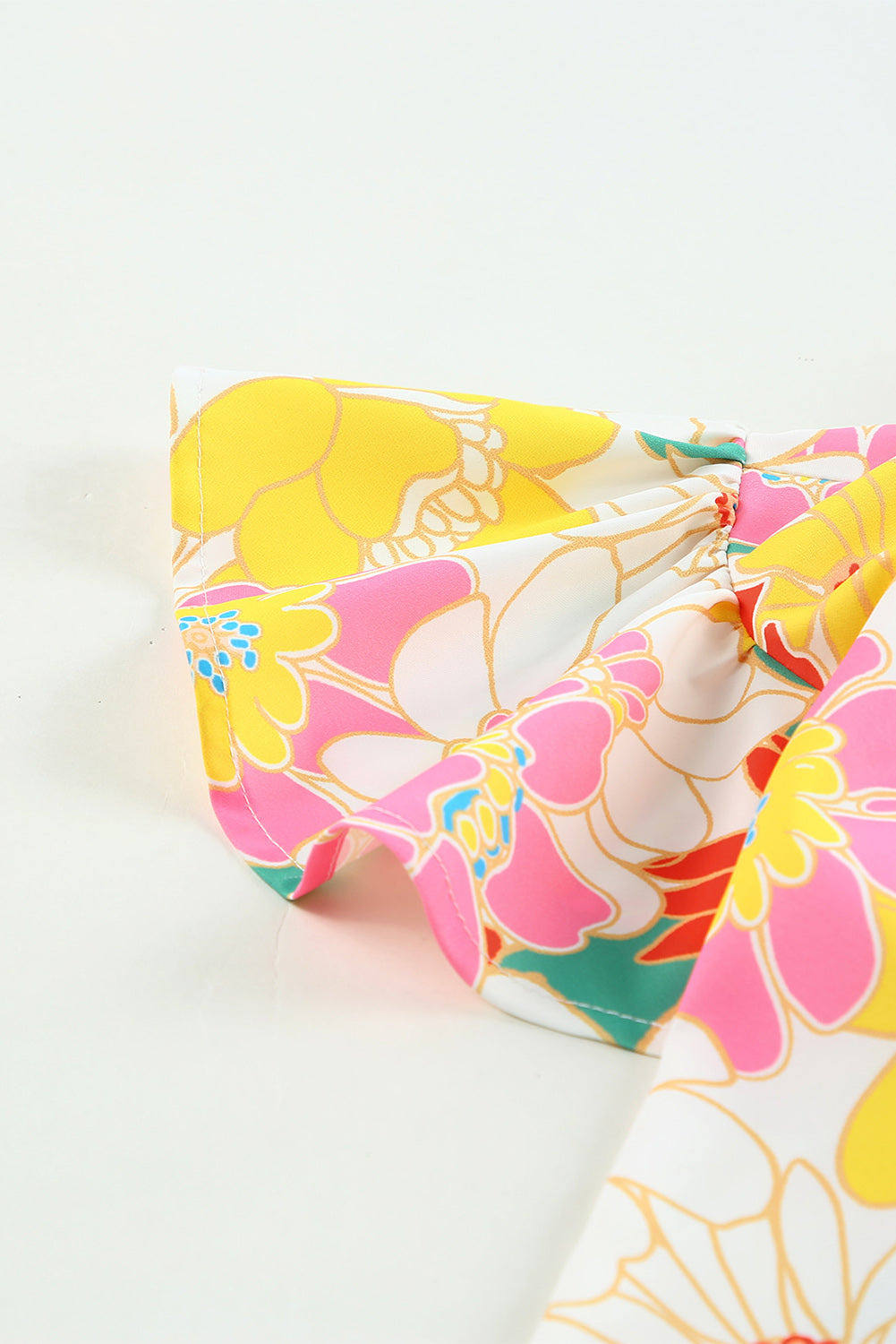Women's Stand Collar Flutter Floral-Print Top