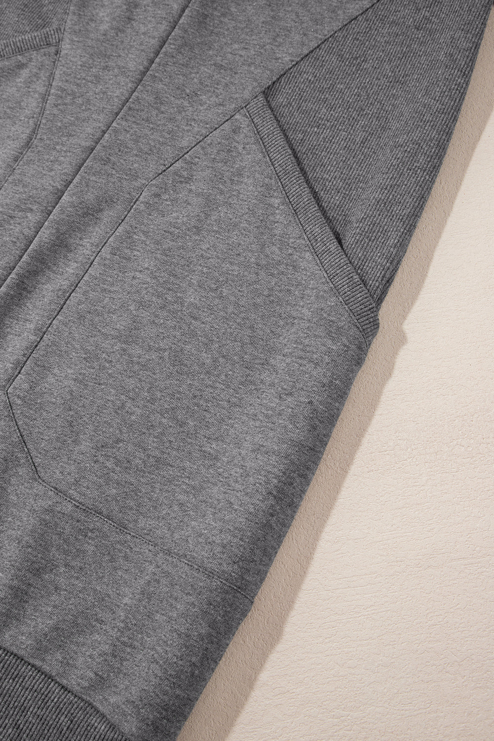 Zip-Front Patchwork Collared Rib-Knit Sweatshirt Dress Featuring Pockets