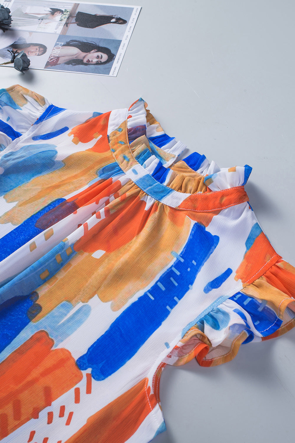 Women's Sleeve Ruffle-Trimmed Flutter Tank Top