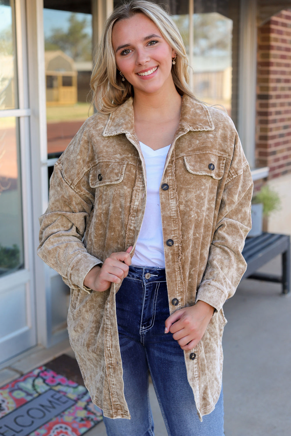 Women's Mineral-Washed Oversized Shacket