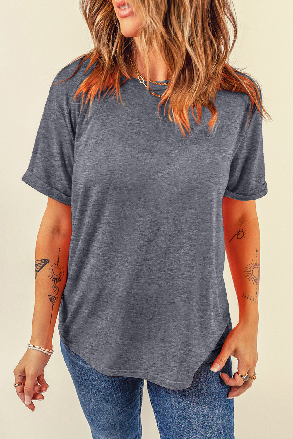 Tee for Women Everyday Plain Crew Neck Modern Wardrobe Pick