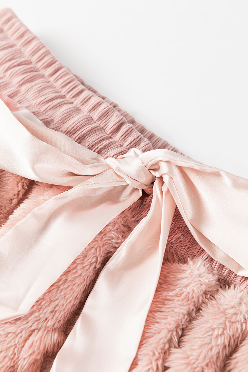 Textured Leopard Fleece Loose 2-Piece Lounge Set in Light Pink