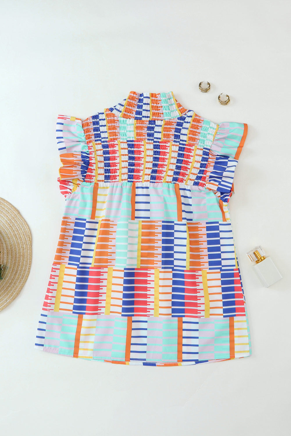 Women's Top Featuring Striped Mock Neck Flutter