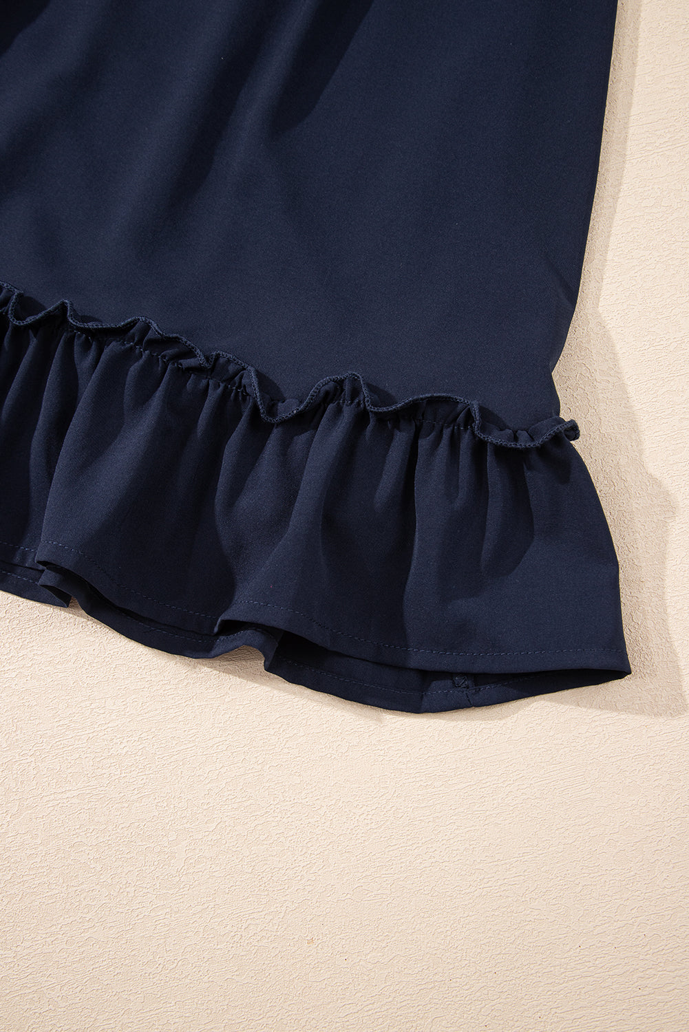 Plain Ruffled High-Waisted Square Neck Mini Dress in Blue