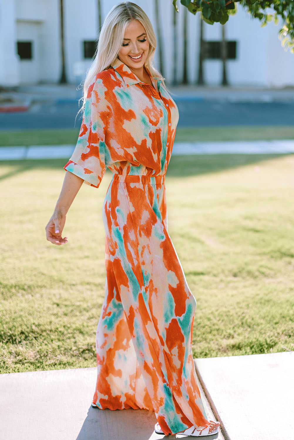 Women's Shirt Collar Loose Bohemian Jumpsuit