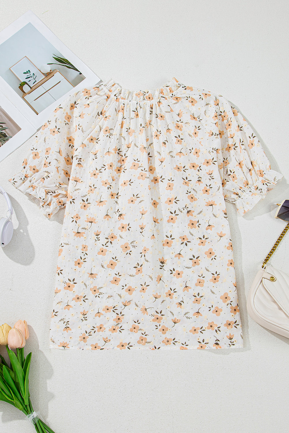 White Floral Eyelet Embroidered Blouse