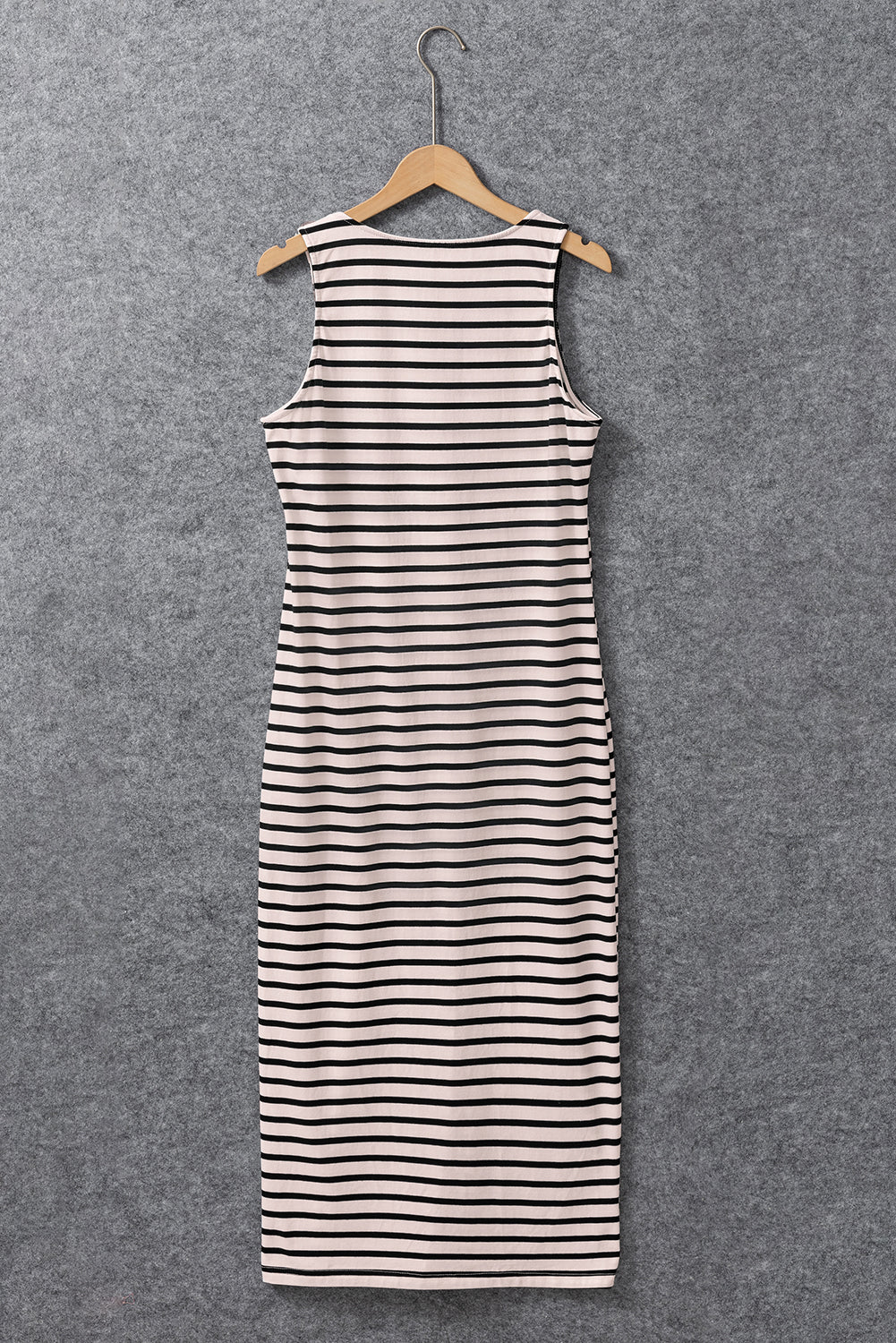 Women's Maxi Dress Featuring Sleeveless White Striped