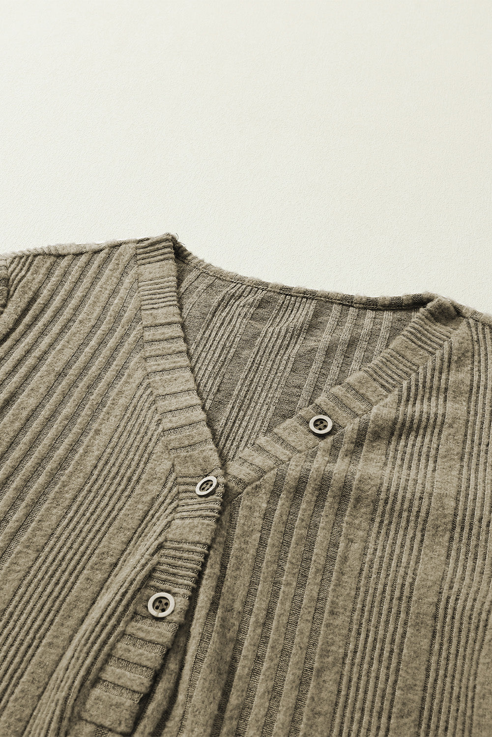 Women's Rib-Knitted V Neck Button-Front Knit Top