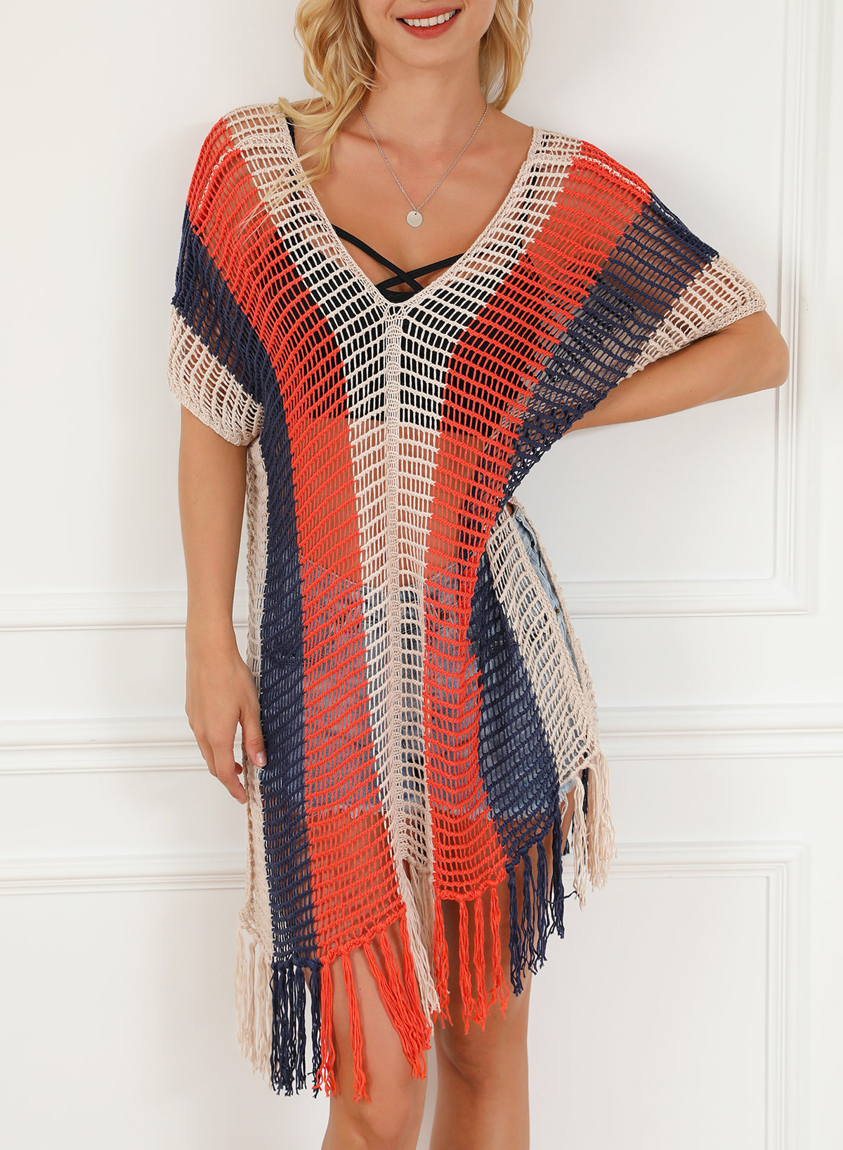Women's Beach Cover Tassel Crochet Up