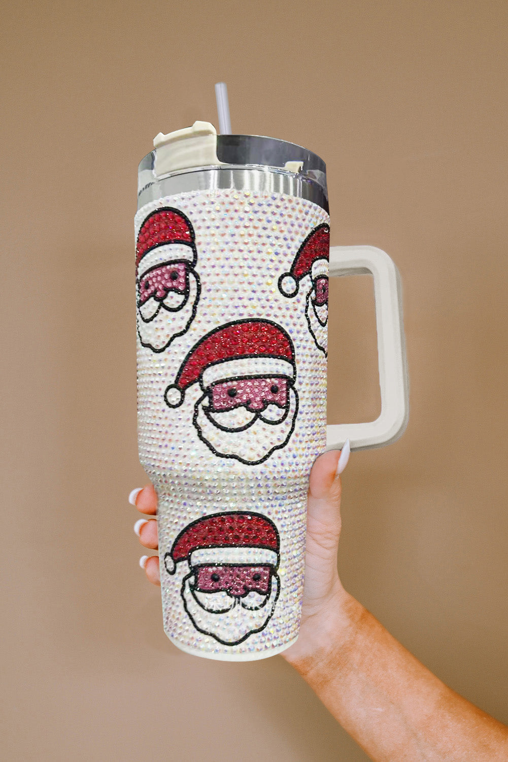 Christmas Diamond Santa Claus Thermos Cup with Straw 40oz