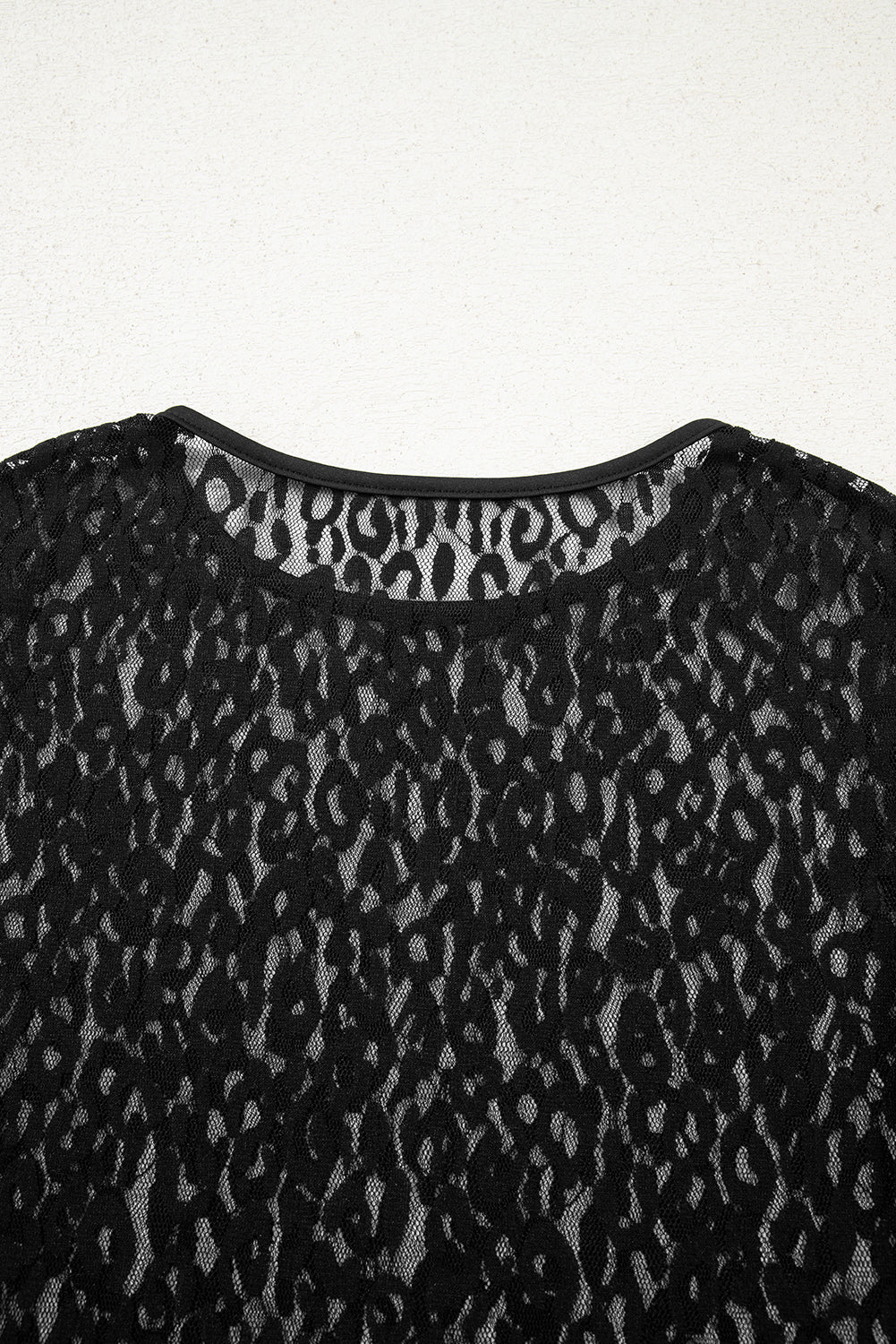 Pattern Sheer Leopard Sheer Mesh Long-Sleeved Top