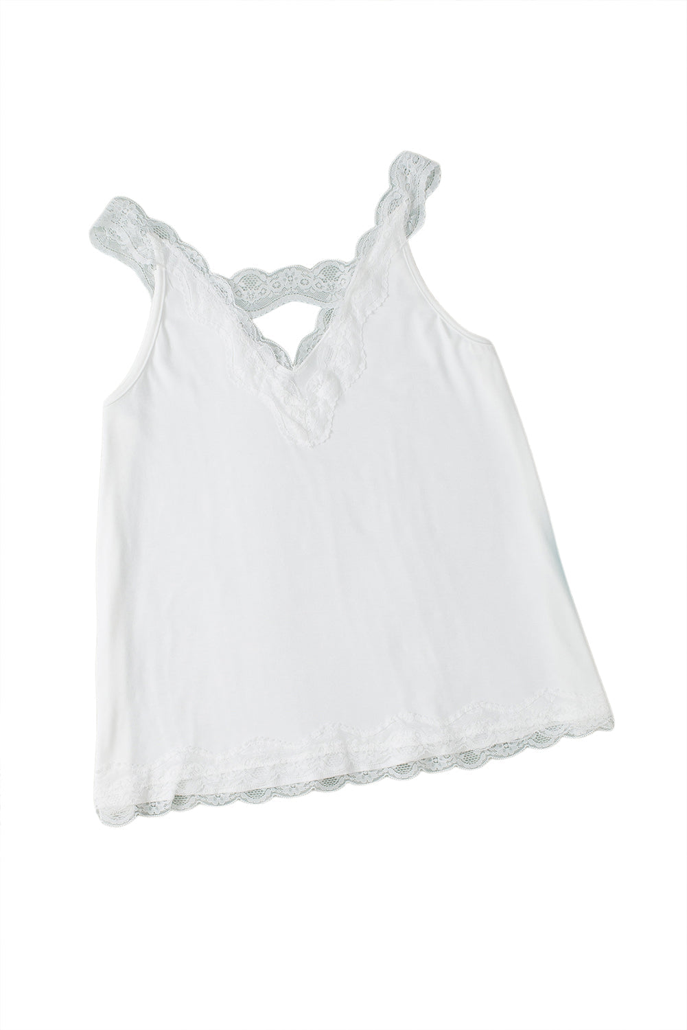 Tank Top for Women Delicate Lace-Trimmed Trim Flared