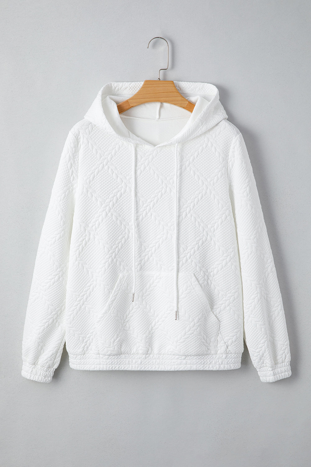 Cable Kangaroo Lattice Texture Pocket Hoodie