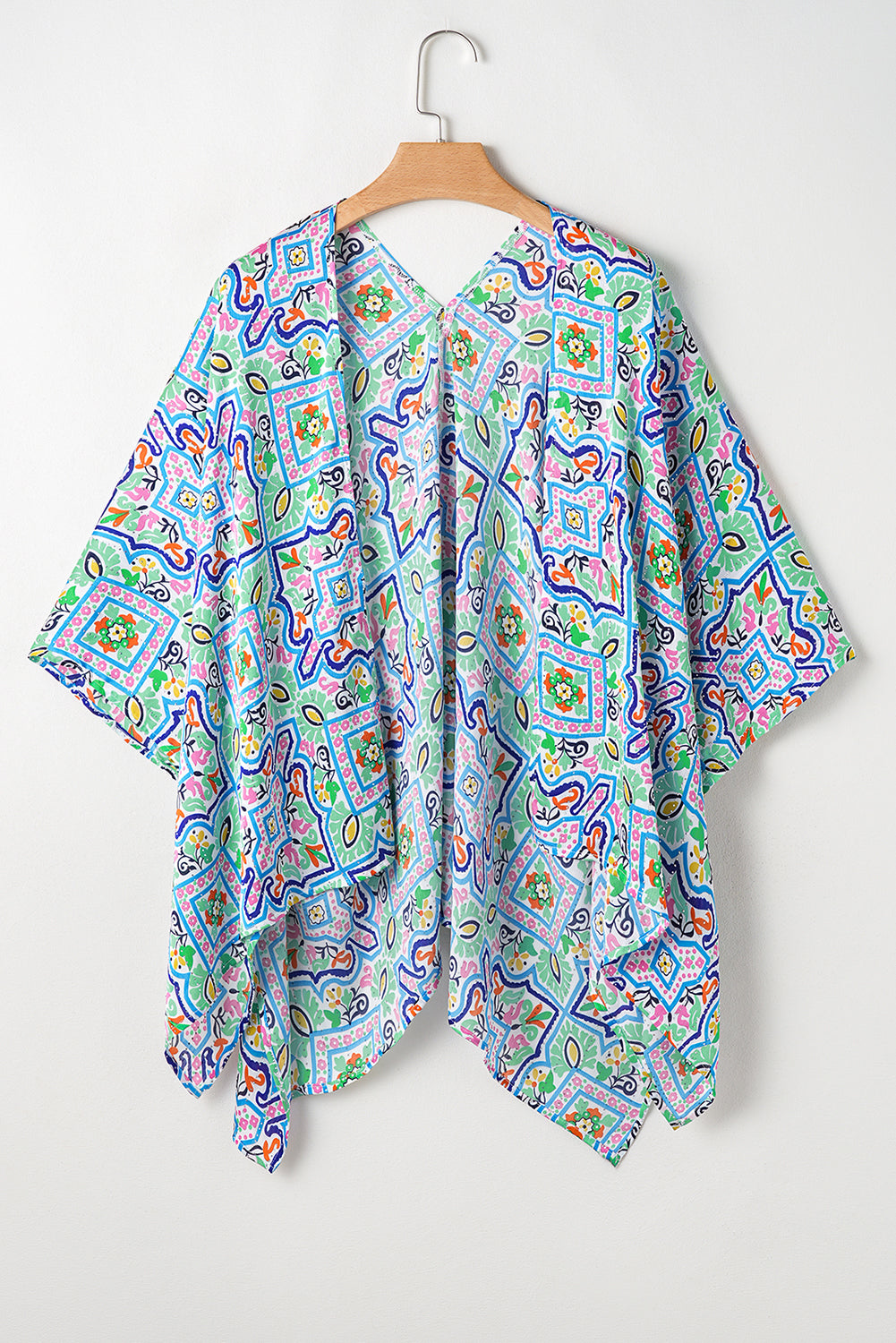 Boho Floral Printed Rhinestone Kimono