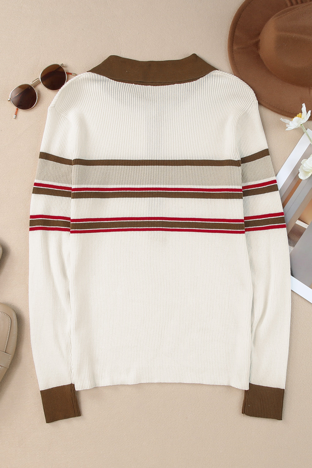 Sweater for Women Rib Knitted Henley