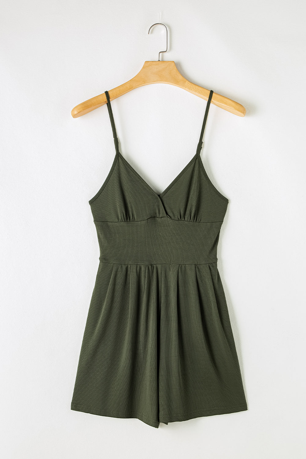Romper for Women Rib-Knitted Straps Cinched Waist