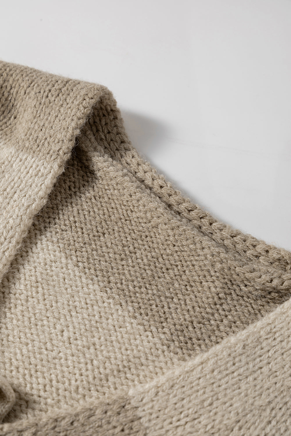 Brushed Striped Colorblock Knit Bow Tie Front Cardigan Knit Top in Khaki