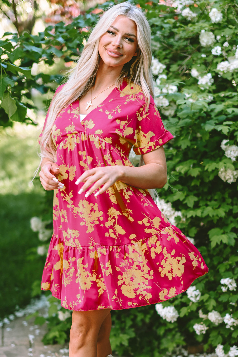 Dresses for Women Floral-Print Batwing Sleeve Smock