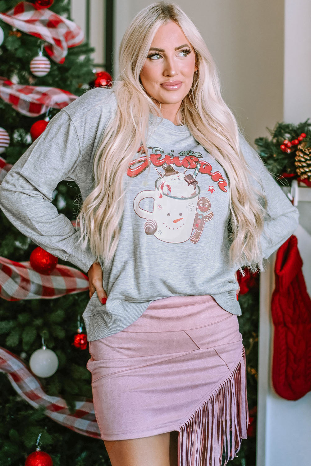 Women's Tis The Season Graphic-Print Christmas Sweatshirt